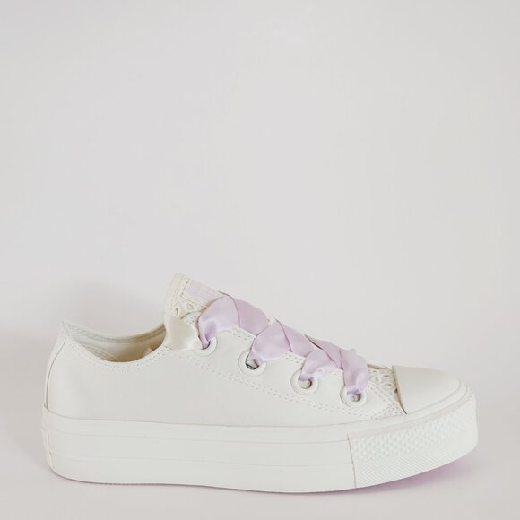 Converse CTAS Lift Ox Matte Satin Egret/Lilac Daze Platform Sneakers A10301C NWT - Picture 2 of 6